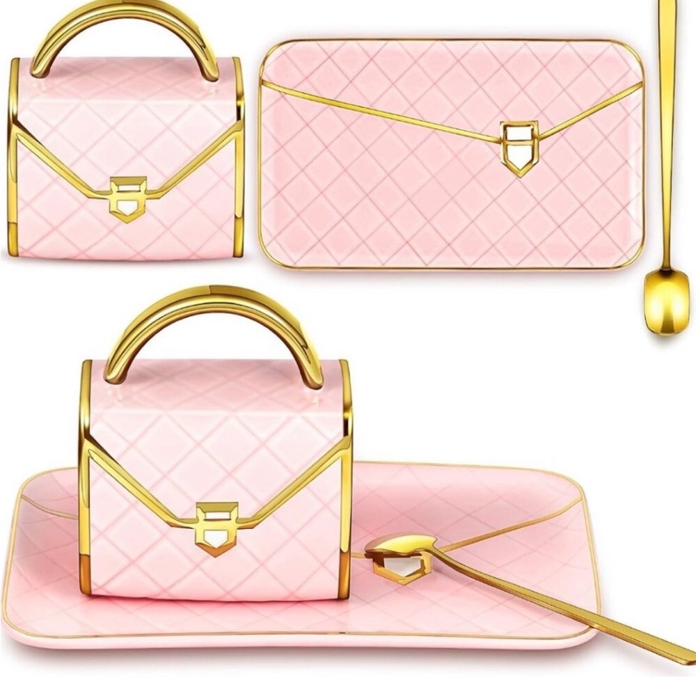 Pink Handbag Shaped NEW Coffee Mug Set.3 pc set ideal for any tea 🍵 party